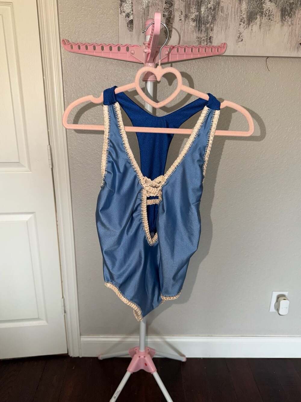 Capittana Kahlua One Piece Swimsuit Size S Blue Crochet Trim